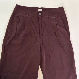 a new day Burgundy Trousers Pleated Wide leg Size 8